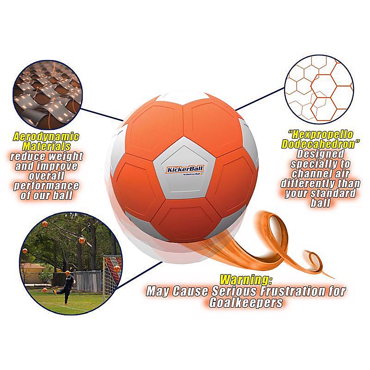 Kickerball - KCK06MCNS - Swerve Ball Sports Soccer Ball 1 Pack