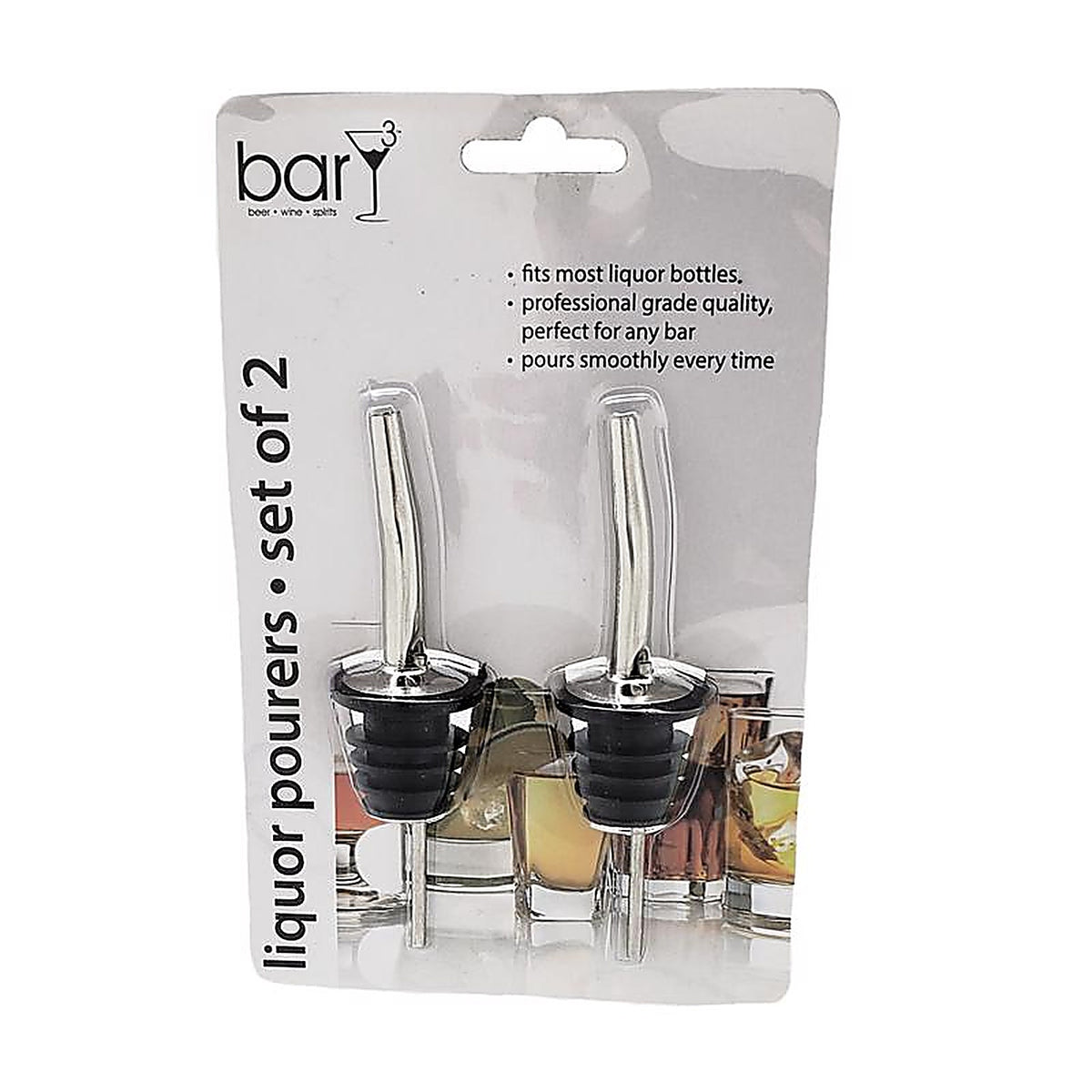 BarY3 BAR-0141 Black/Silver Stainless Steel Liquor Pourer