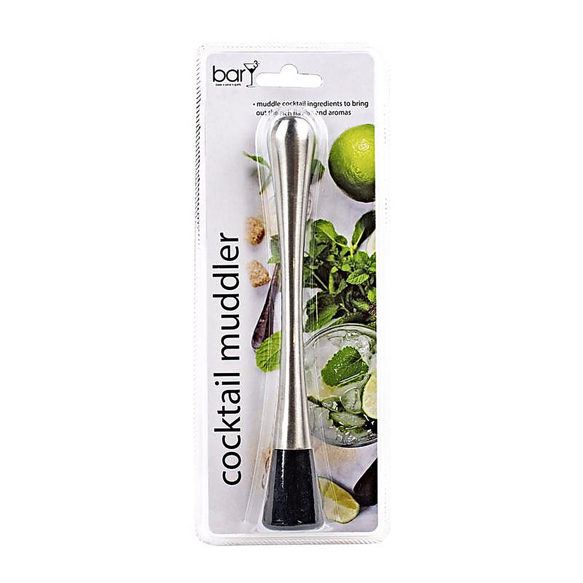 BarY3 BAR-0760 Black/Silver Stainless Steel Muddler