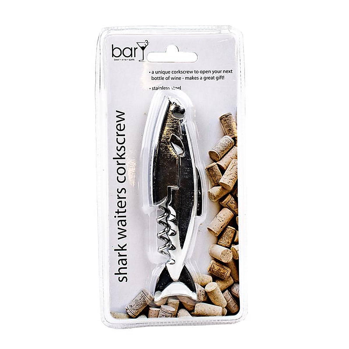BarY3 BAR-0752 Silver Stainless Steel Waiters Corkscrew