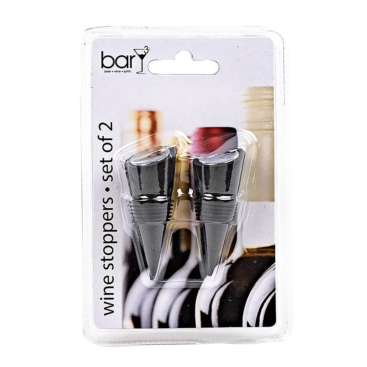 BarY3 BAR-0756 Black Stainless Steel/Silicone Wine Stopper