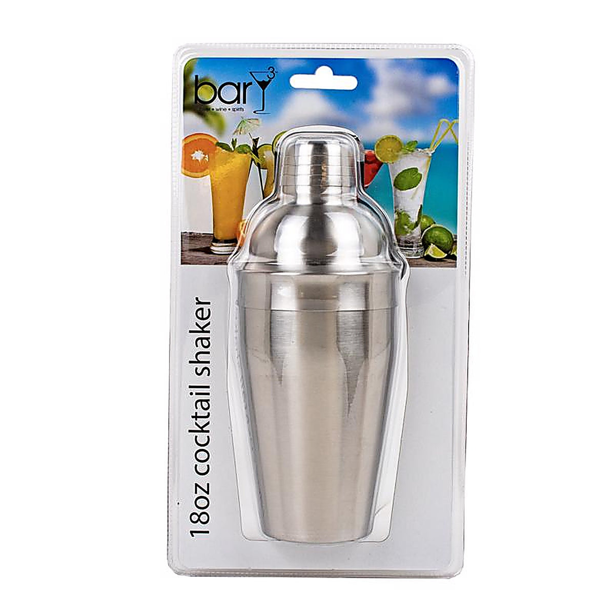 BarY3 BAR-0761 18 oz Silver Stainless Steel Cocktail Shaker with Strainer