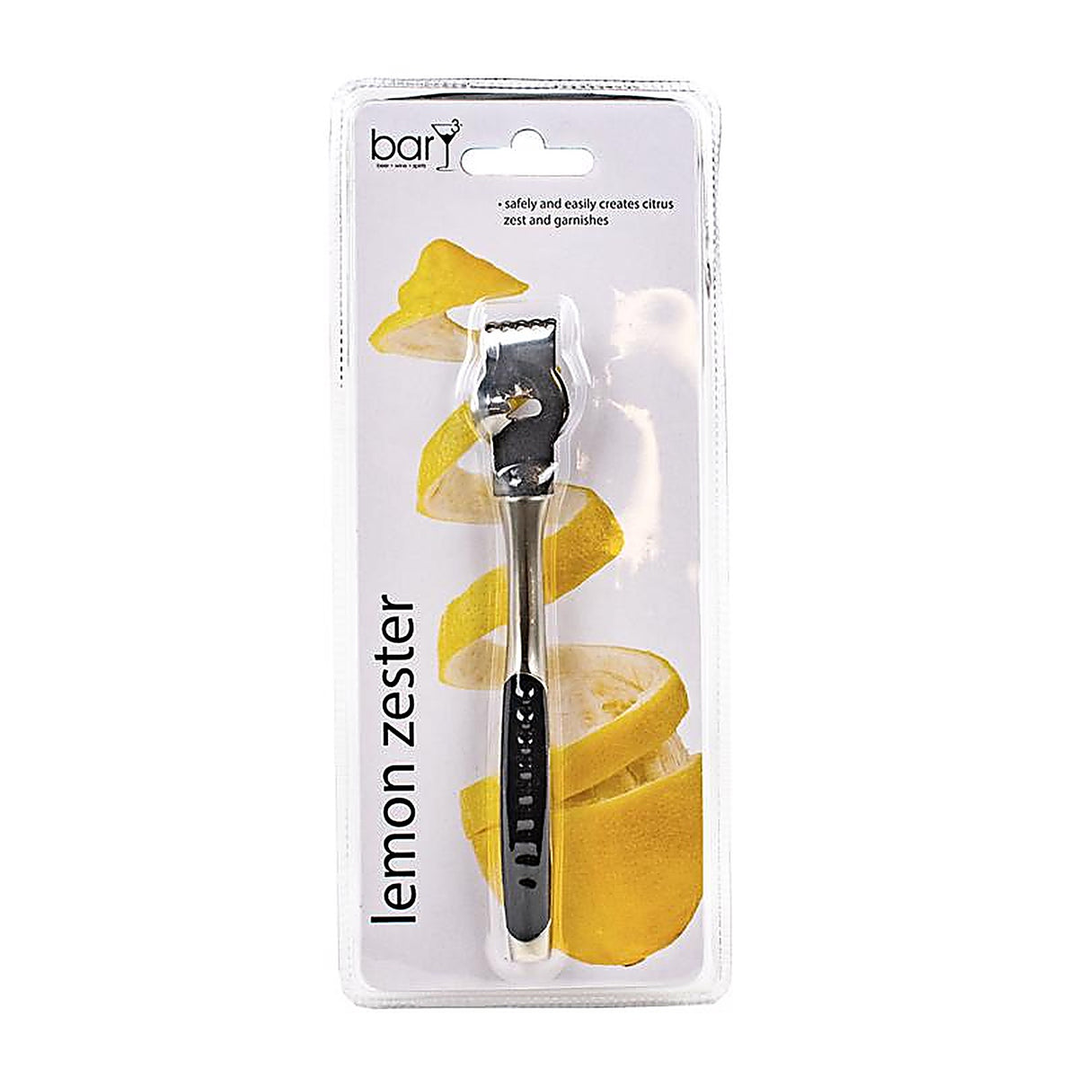 BarY3 BAR-0755 Black/Silver Stainless Steel Lemon Zester