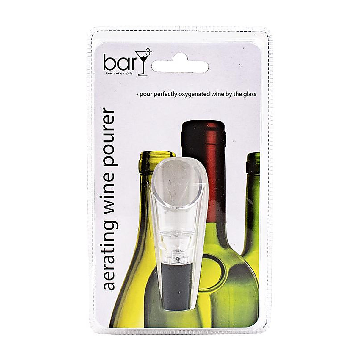 BarY3 BAR-0754 Black/Clear Plastic/Silicone Aerating Wine Pourer