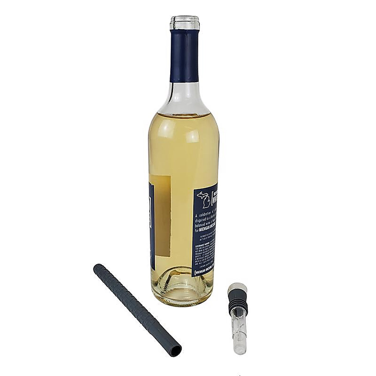 BarY3 BAR-0663 Black/Clear Silicone Wine Chill Stick and Pourer