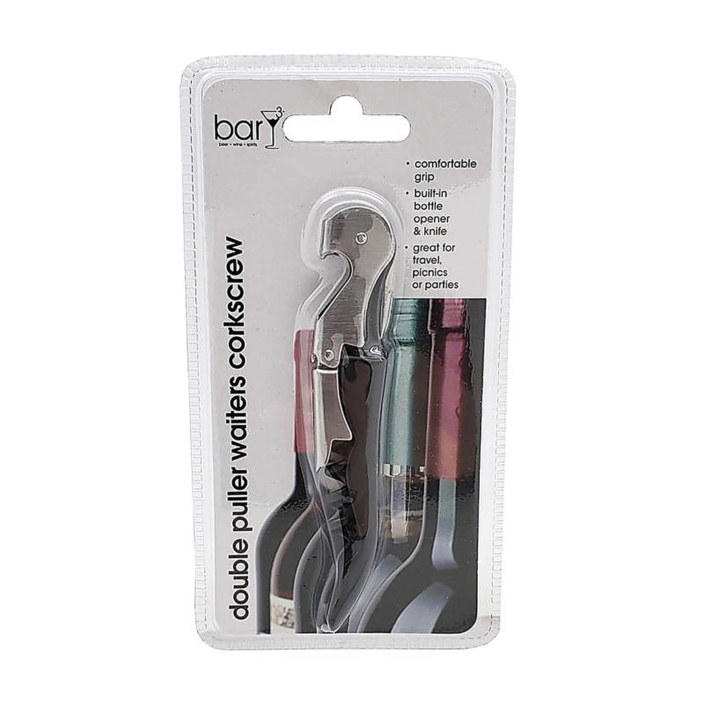 BarY3 BAR-0496 Black/Silver Steel/Polypropylene Waiters Corkscrew