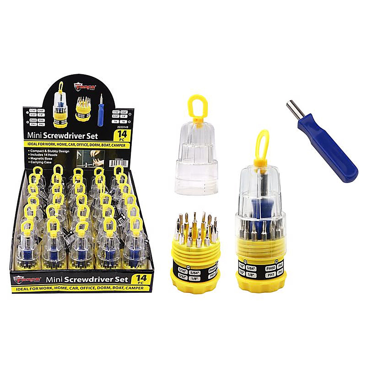 Diamond Visions 22-2223149 Max Force 14 pc Phillips/Slotted Mini Multi-Bit Screwdriver Set