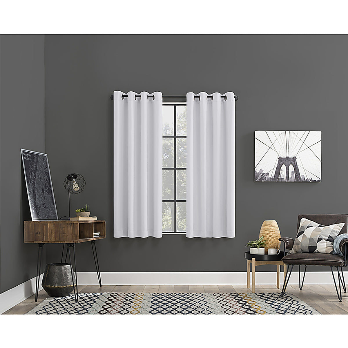 Sun Zero - AC-NRWCH63WHT - Norwich White Blackout Curtains 80 In. W X 63 In. L
