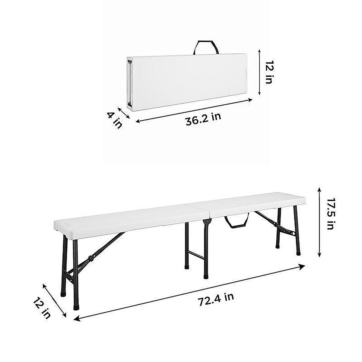 Cosco 14-419-WSP2 White Plastic Casual Folding Bench 1 pk