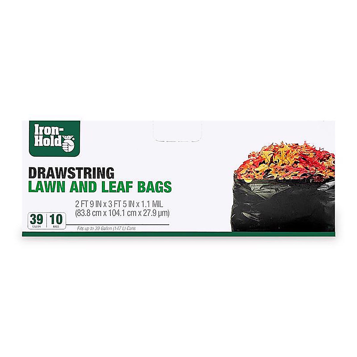 Iron-Hold 618730 39 gal Lawn & Leaf Bags Drawstring 10 pk