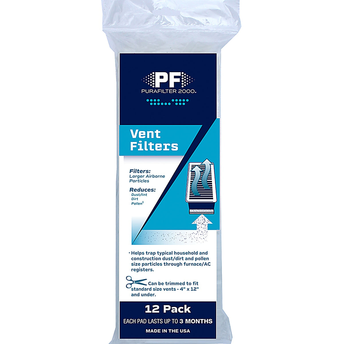Protect Plus - PFVENT-12 - Purafilter 2000 12 In. H X 4 In. W Rectangular Vent Filter 12 Pack