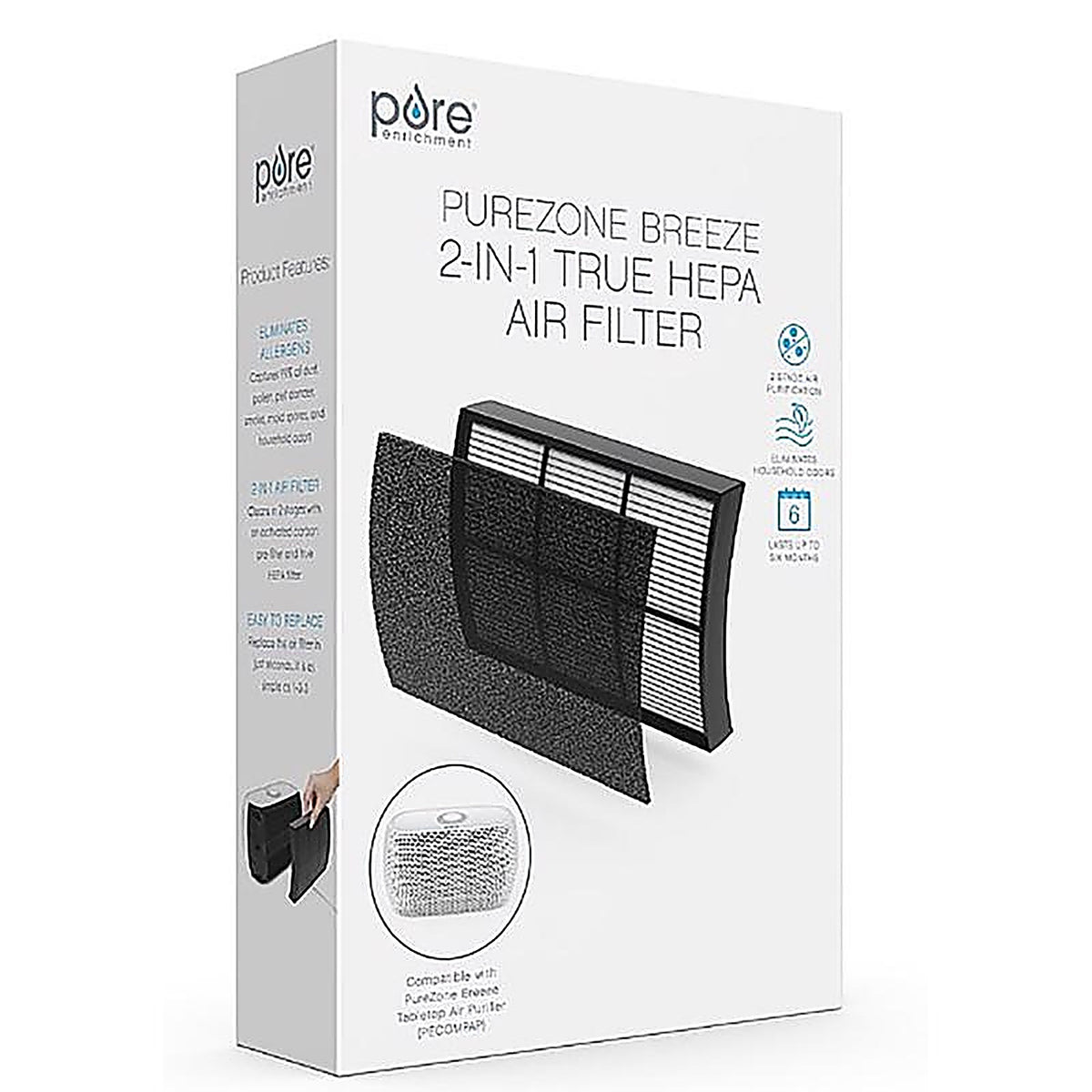 Pure Enrichment - PECOMFIL - Purezone 5-3/4 In. H X 1/4 In. W Rectangular Hepa Air Purifier Filter 1 Pack