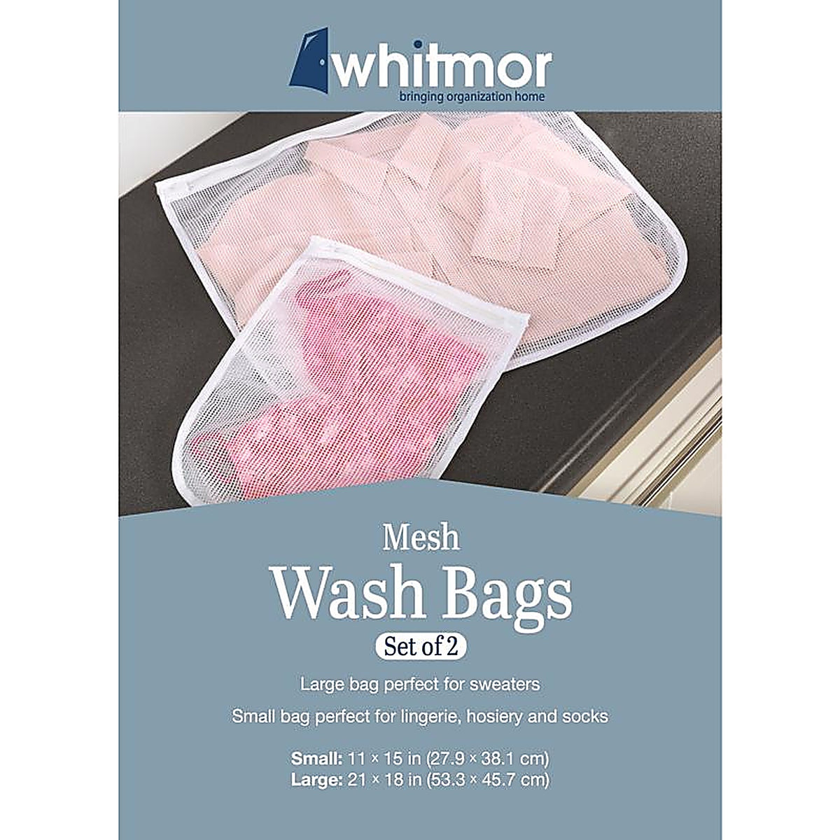 Whitmor 6154-140 Clear Mesh Fabric Collapsible Laundry Bag