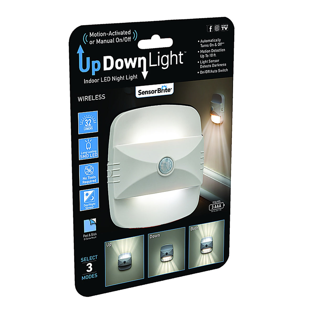 Sensor Brite - SBUD-CD6 - Updown Light as Seen on TV Wireless Motion Activated LED Light 1 Piece