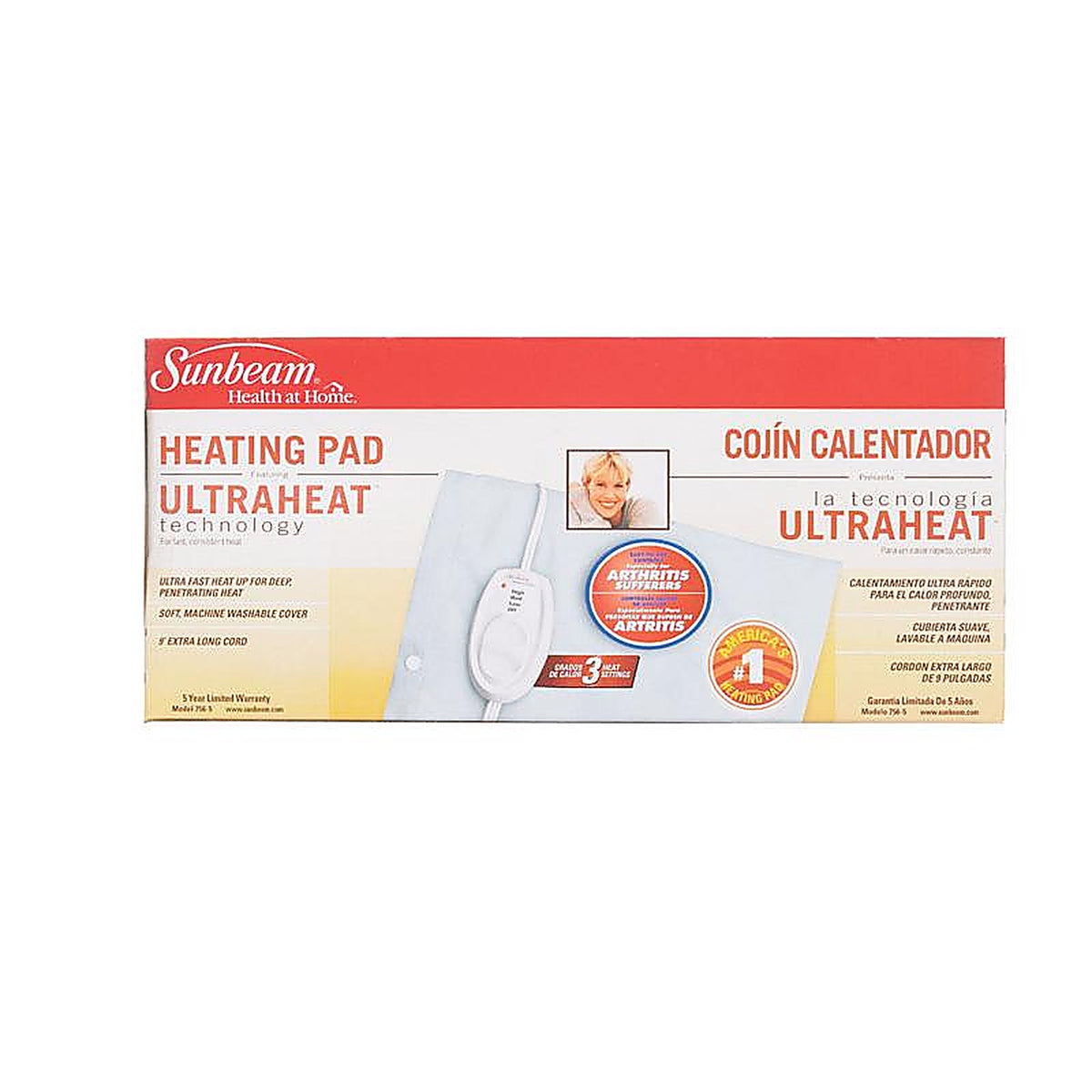 Sunbeam - 2101860 - Heating Pad 3 Settings Light Blue 12 In. W X 15 In. L