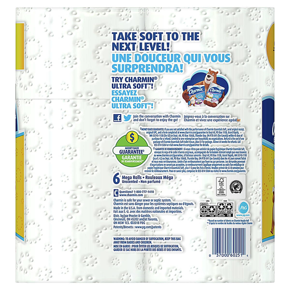 Charmin - 80370716 - Essentials Toilet Paper 6 Rolls 352 Sheet