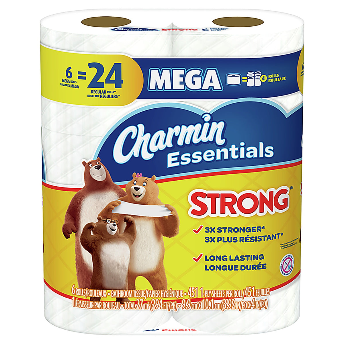 Charmin - 80370663 - Strong Toilet Paper 6 Rolls 451 Sheet