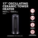 Perfect Aire 1PHCT17 128 sq ft Electric Oscillating Tower Space Heater 5120 BTU