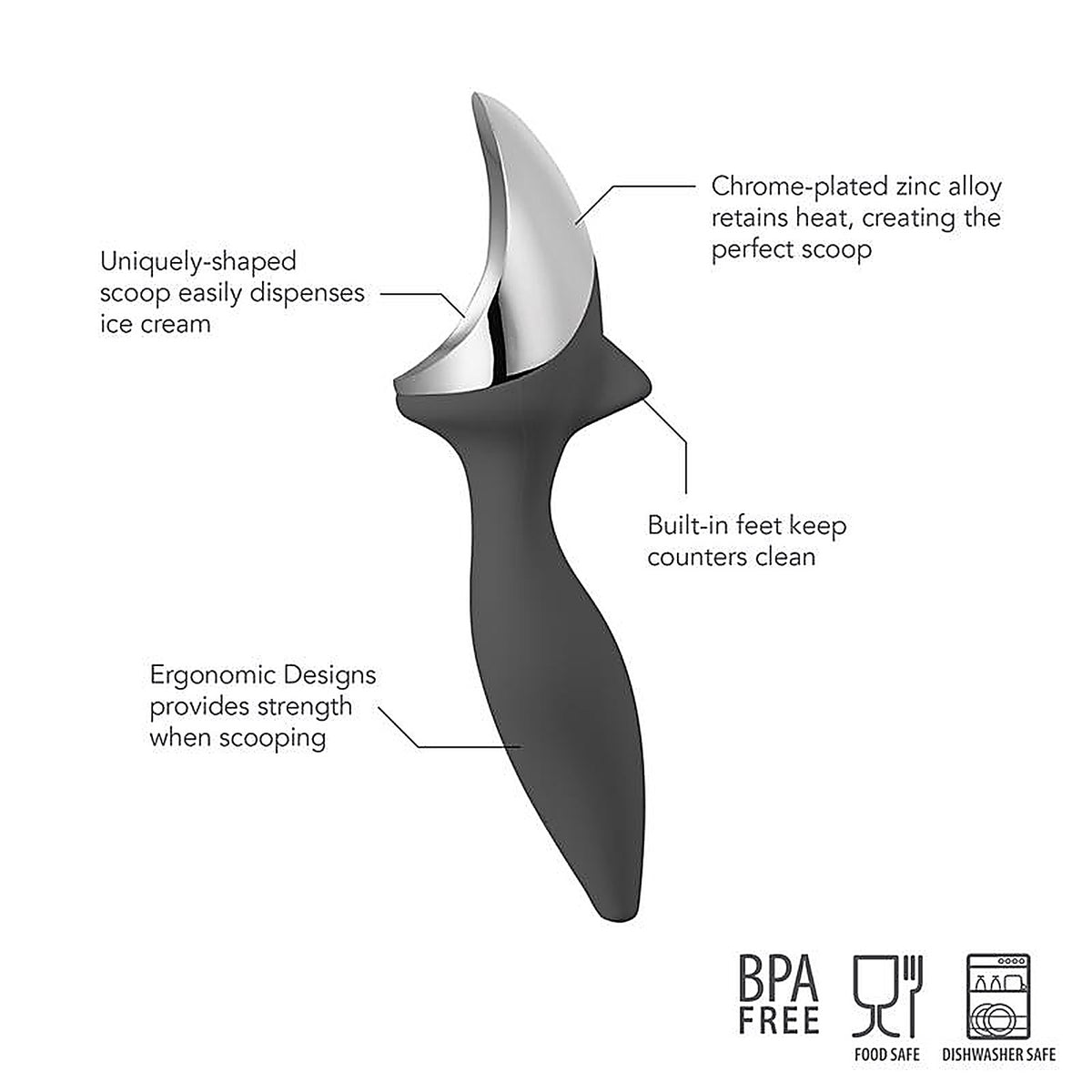 Tovolo - 43001-200 - Charcoal Zinc Alloy Tilt Up Ice Cream Scoop