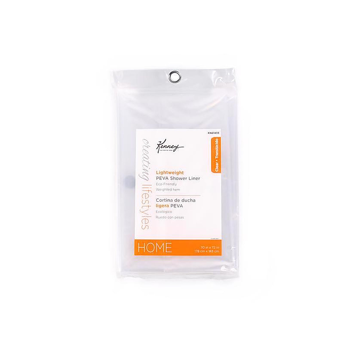Kenney KN61433V1 72 in. H X 70 in. W Clear Shower Curtain Liner PEVA