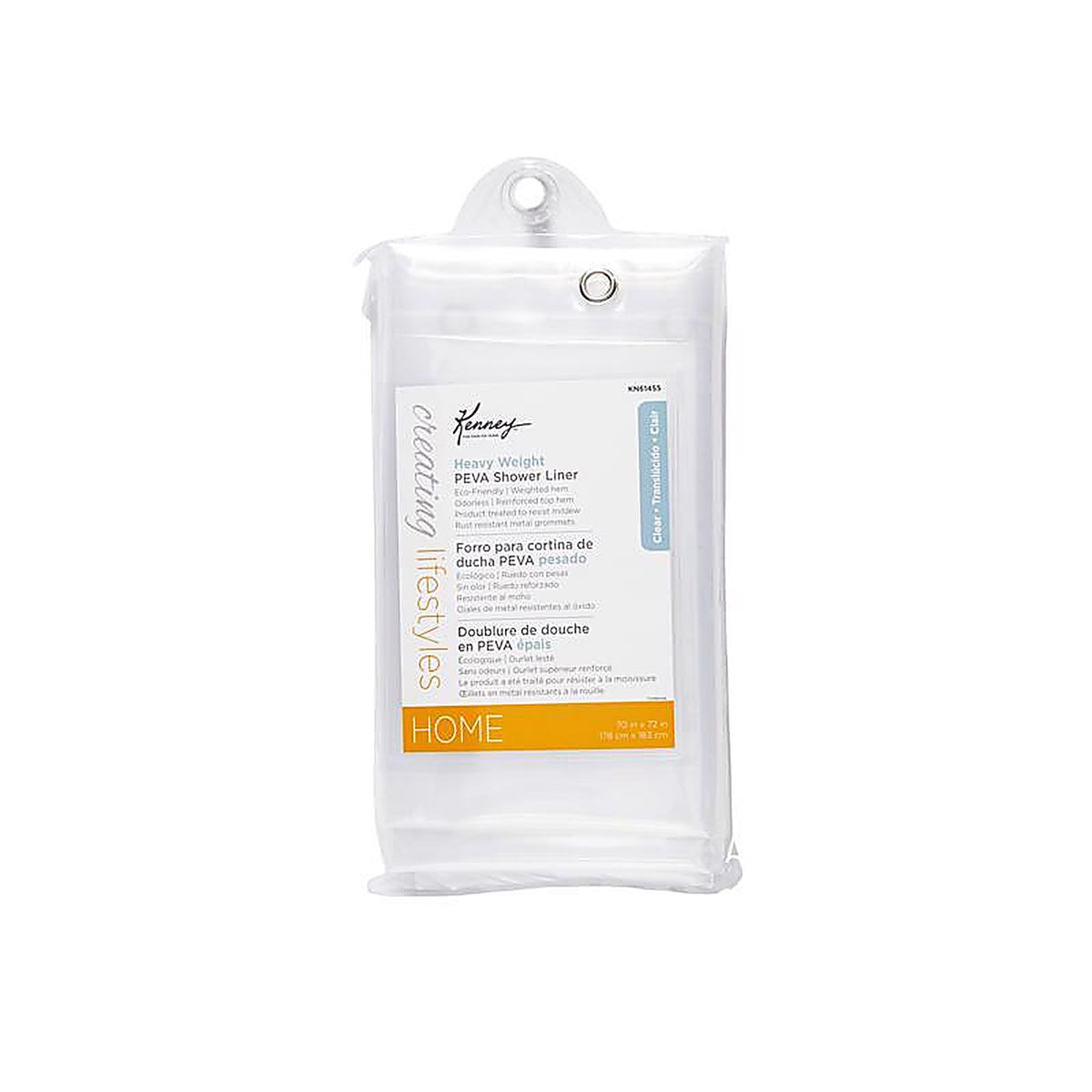 Kenney KN61455 72 in. H X 70 in. W Clear Shower Curtain Liner PEVA