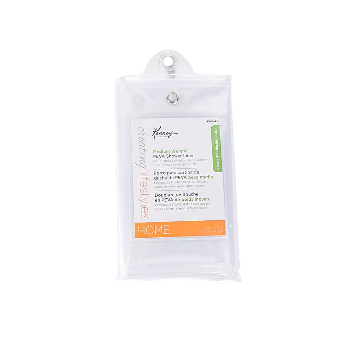 Kenney KN61443 72 in. H X 70 in. W Clear Shower Curtain Liner PEVA