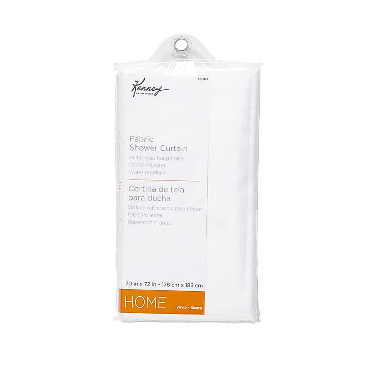 Kenney KN61253 72 in. H X 70 in. W White Shower Curtain Liner Polyester