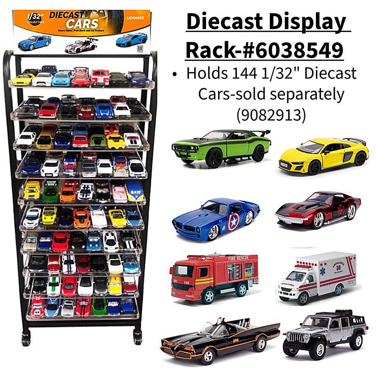 MTI - 9918 - 57 In. H X 18 In. W X 8 In. D Black Metal Vehicles Display Rack