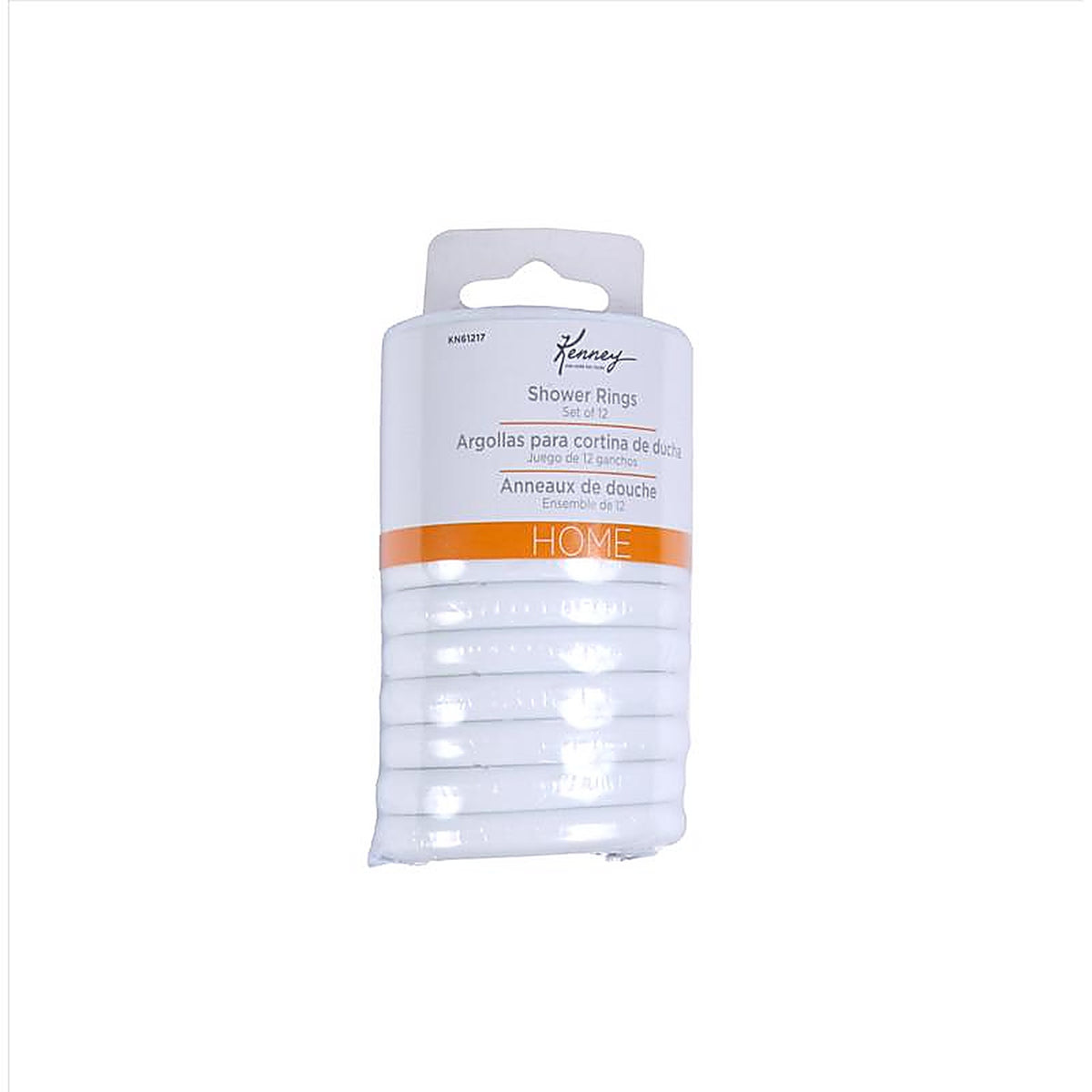 Kenney KN61217V2 White Plastic Shower Curtain Rings 12 pk