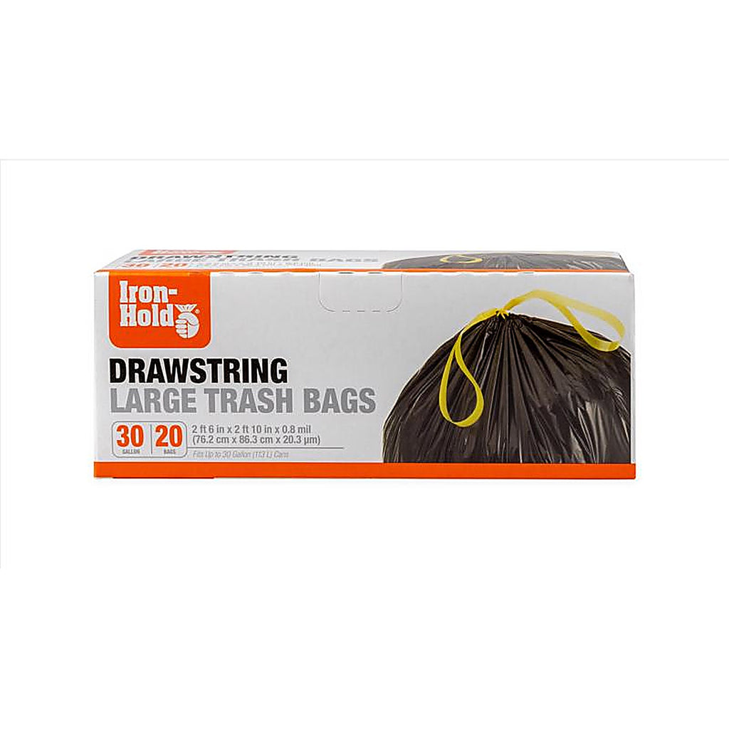 Iron-Hold 1372525 30 gal Trash Bags Drawstring 20 pk