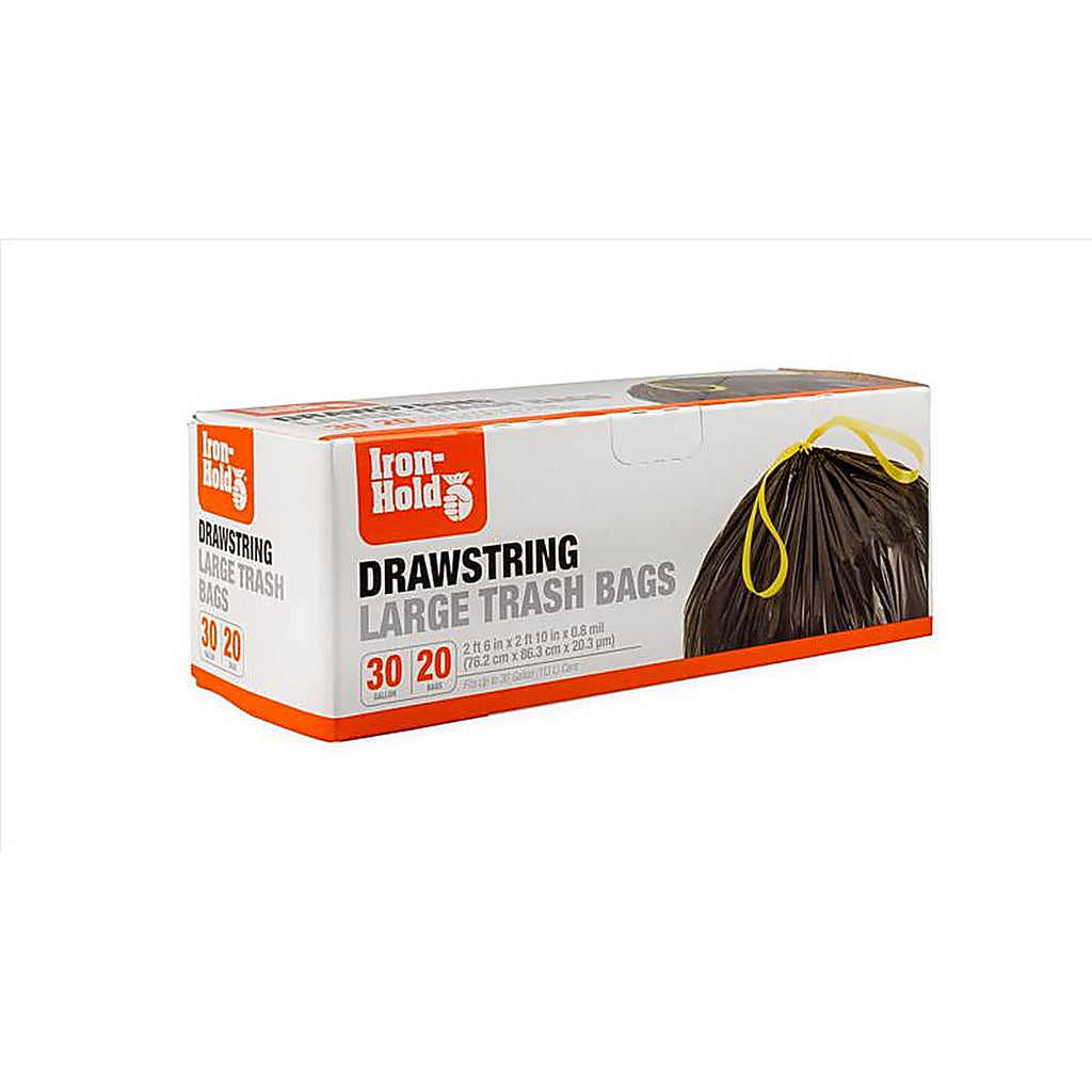 Iron-Hold 1372525 30 gal Trash Bags Drawstring 20 pk