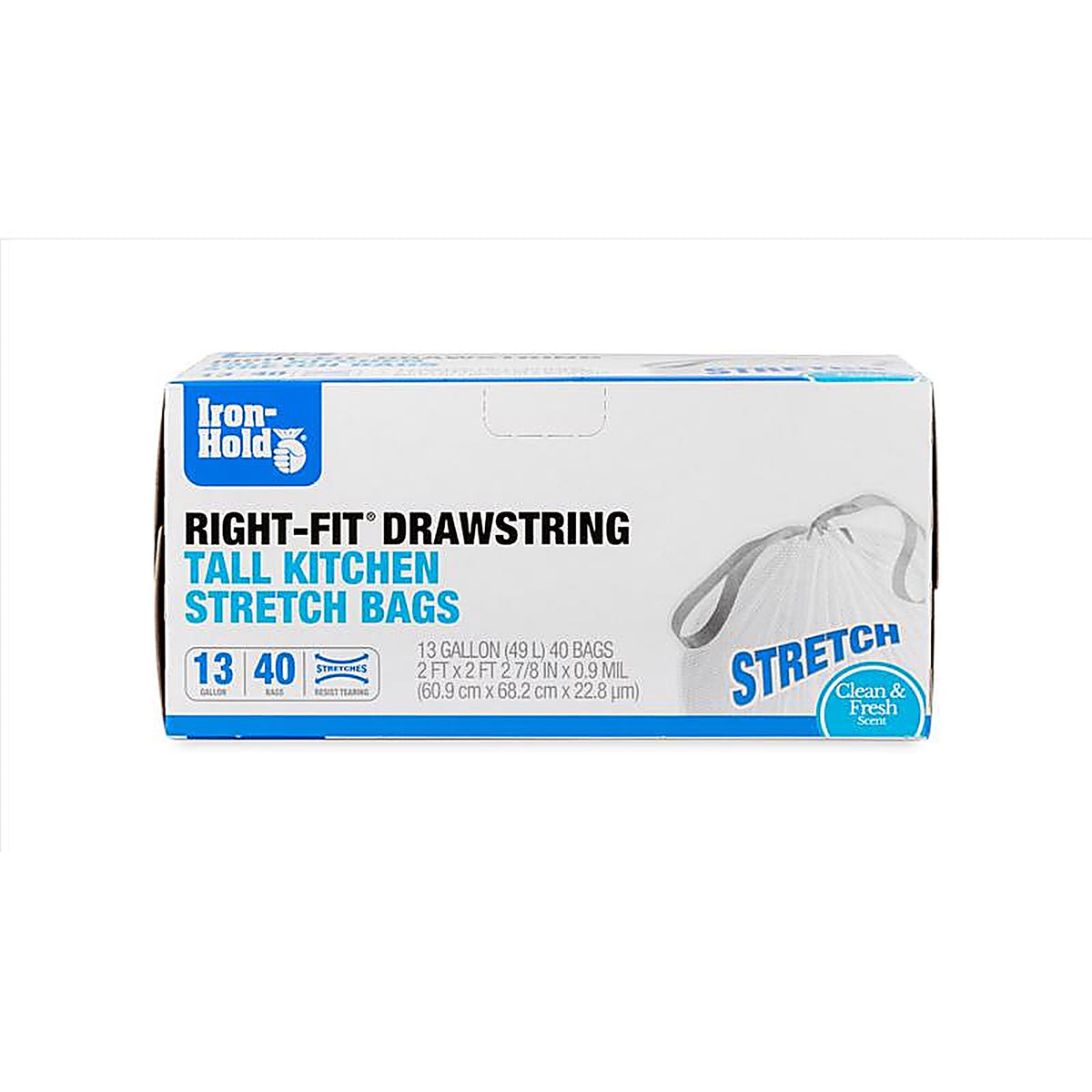 Iron-Hold 1695196 Right-Fit 13 gal Fresh Scent Tall Kitchen Bags Drawstring 40 pk
