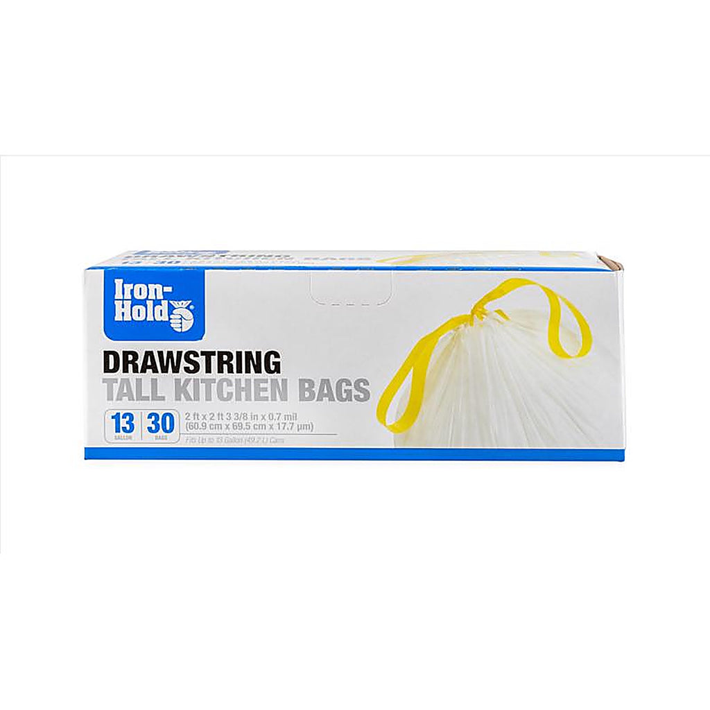 Iron-Hold 1372524 13 gal Tall Kitchen Bags Drawstring 30 pk