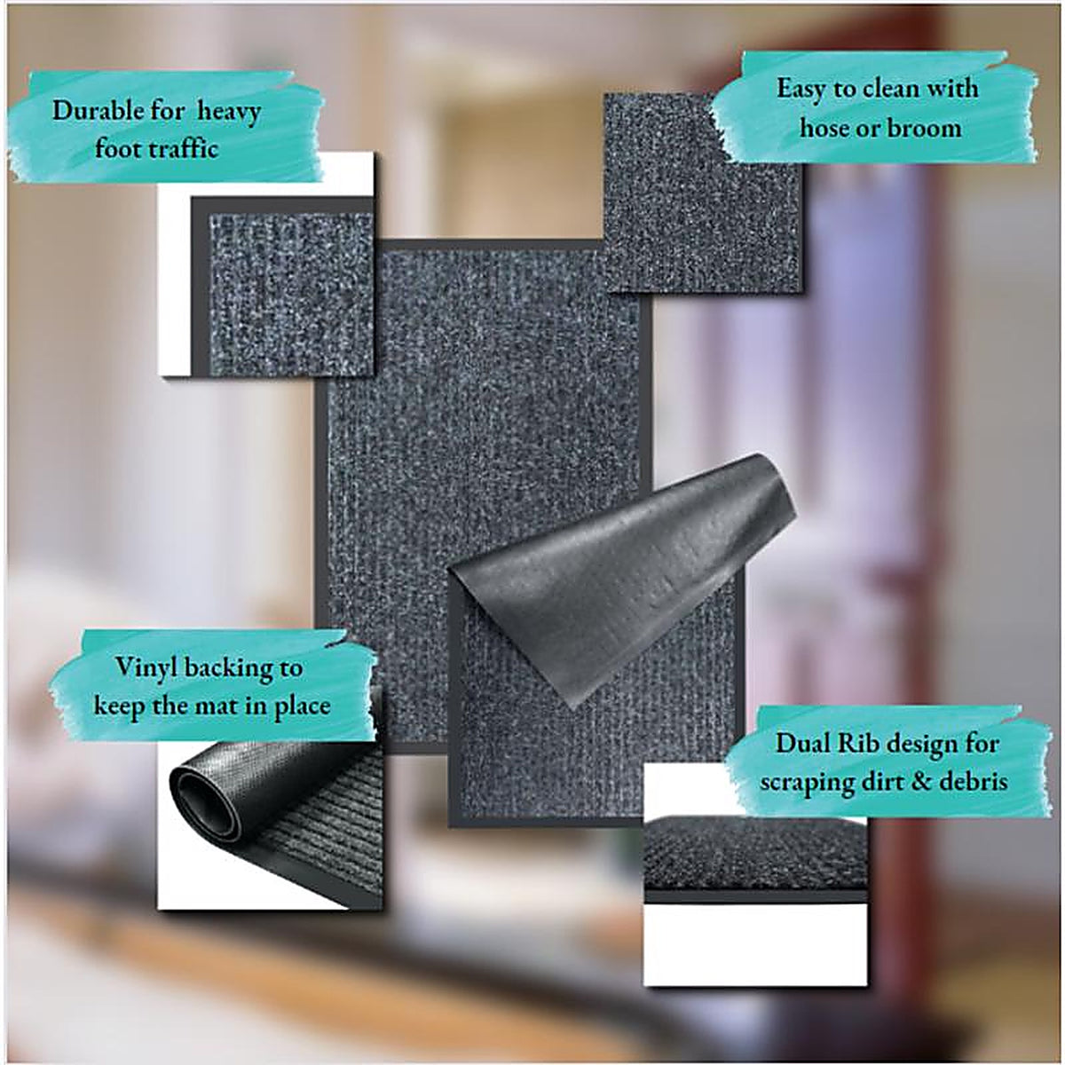 Sports Licensing Solutions 27389 36 in. L X 21 in. W Charcoal Indoor and Outdoor Polypropylene Nonslip Doo