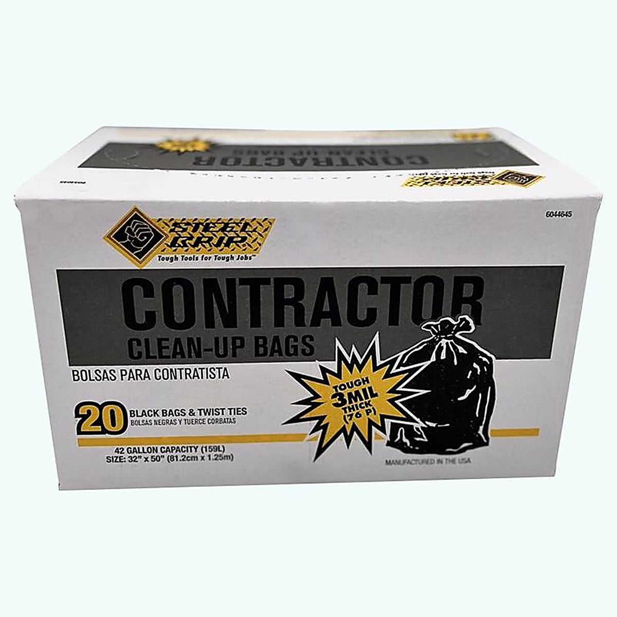 Steel Grip 3250A25SG 42 gal Contractor Bags Twist Tie 20 pk