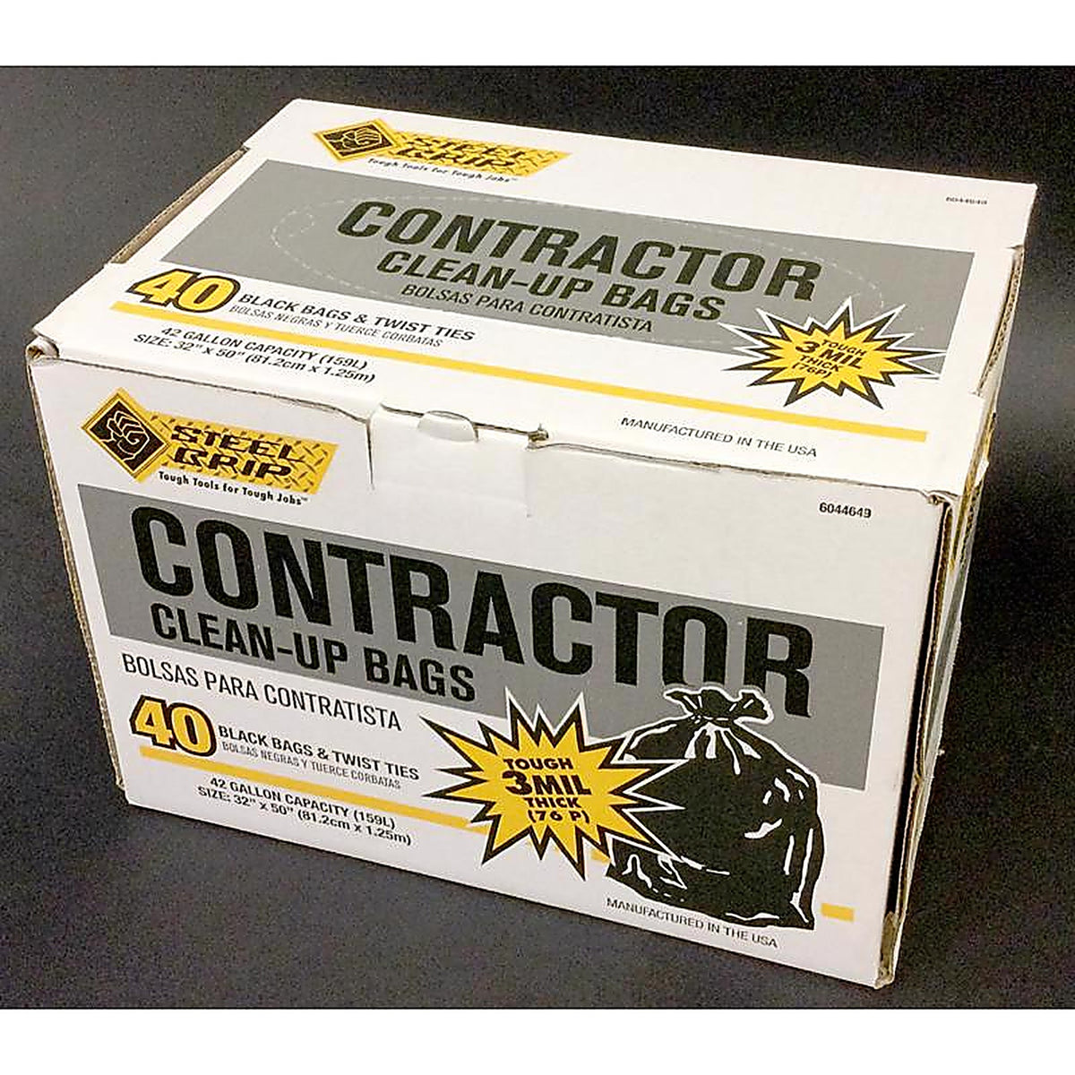 Steel Grip 3250A40SG 42 gal Contractor Bags Twist Tie 40 pk