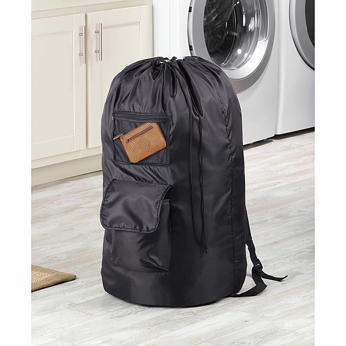 Whitmor 6403-5126-BLK Duraclean Black Polyester Collapsible Laundry Bag