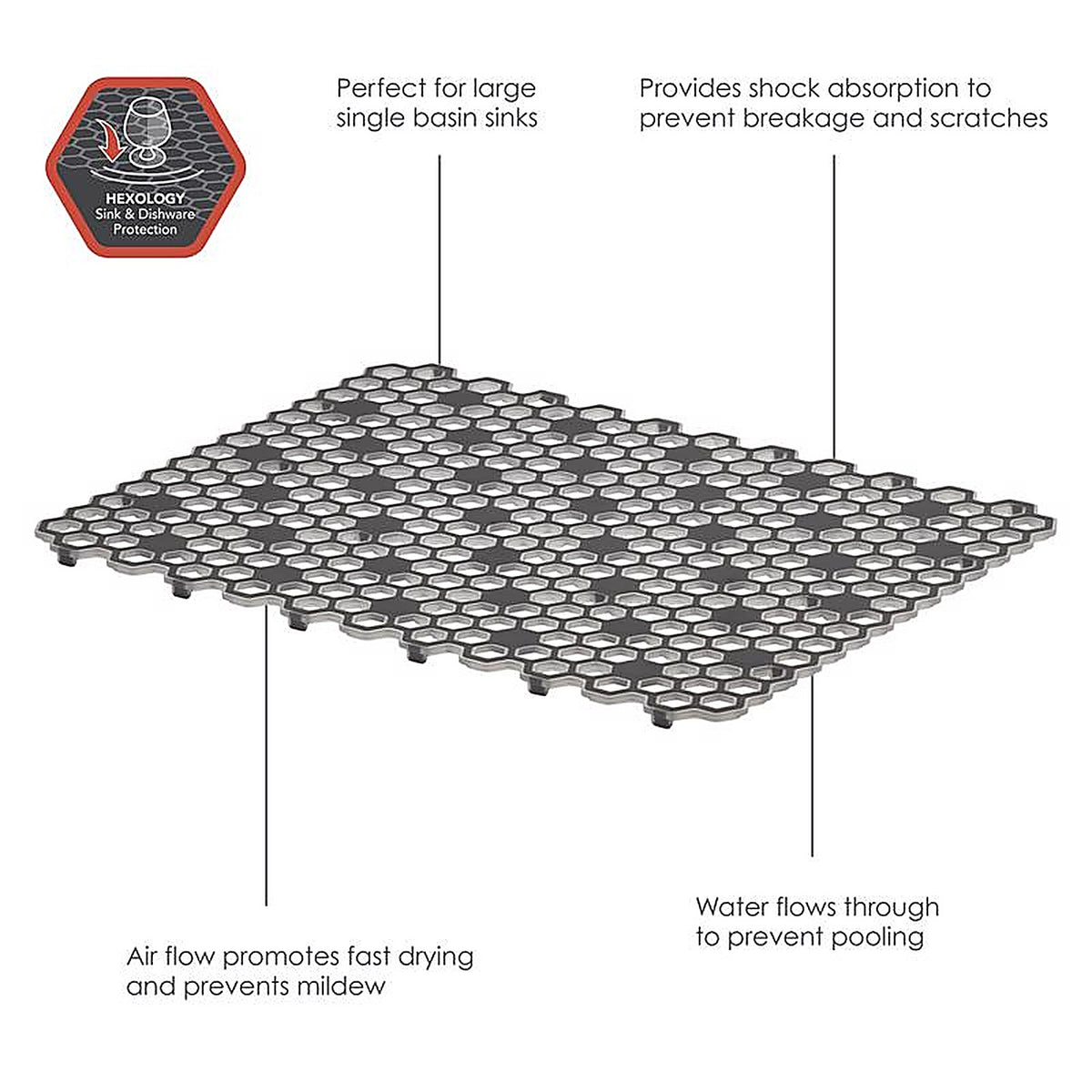 Spectrum - A33112 - Hexa 16 In. L X 0.5 In. W X 11.75 In. H Plastic Sink Mat