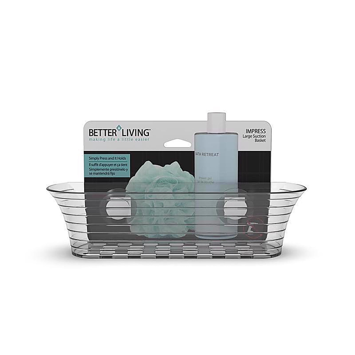 Better Living 13871 Clear Gray Plastic Shower Basket