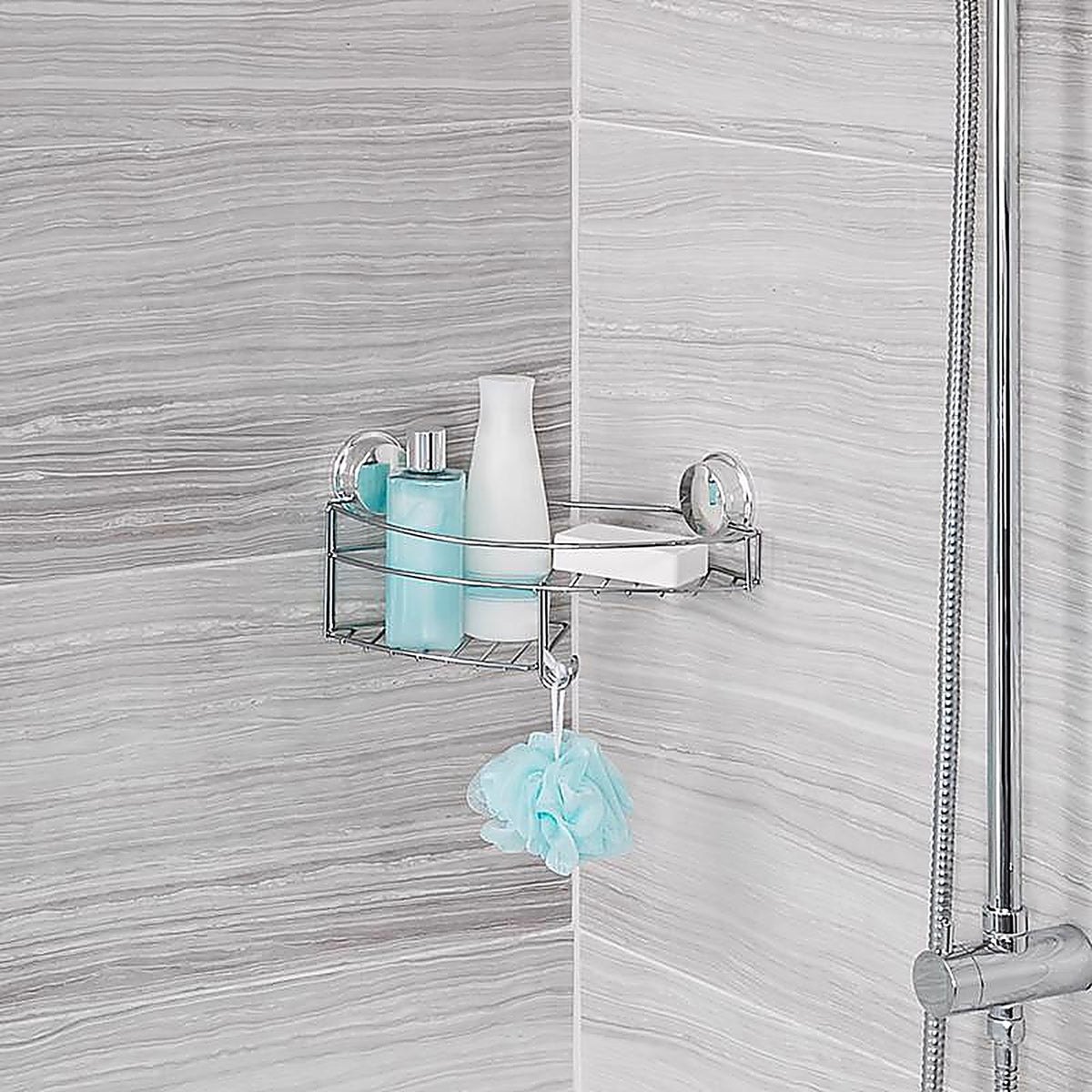 Better Living 13824 Stick N Lock Plus 5.44 in. H X 6.5 in. W X 11.8 in. L Chrome Silver Shower Basket
