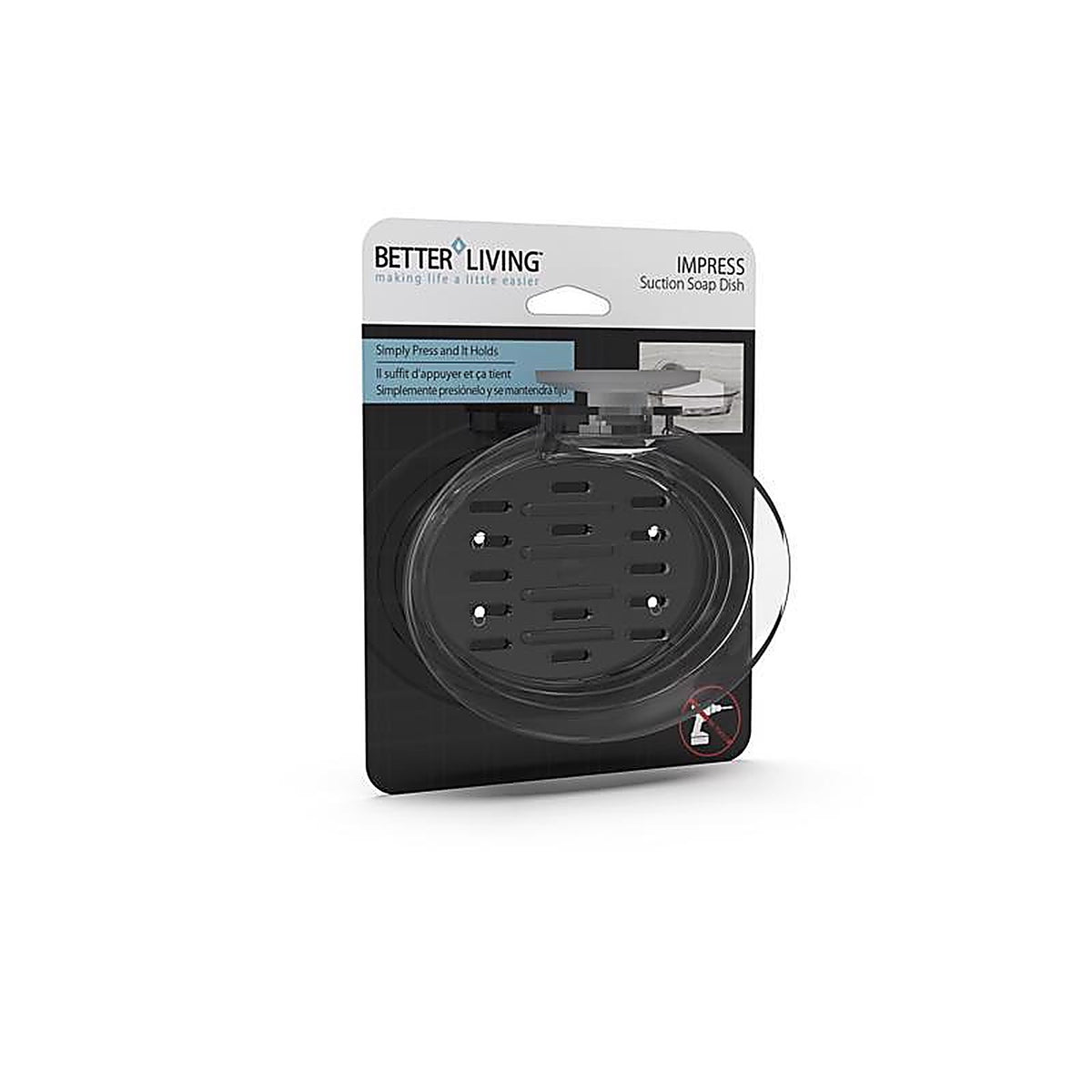 Better Living 13870 Impress Clear Gray Plastic Soap Dish