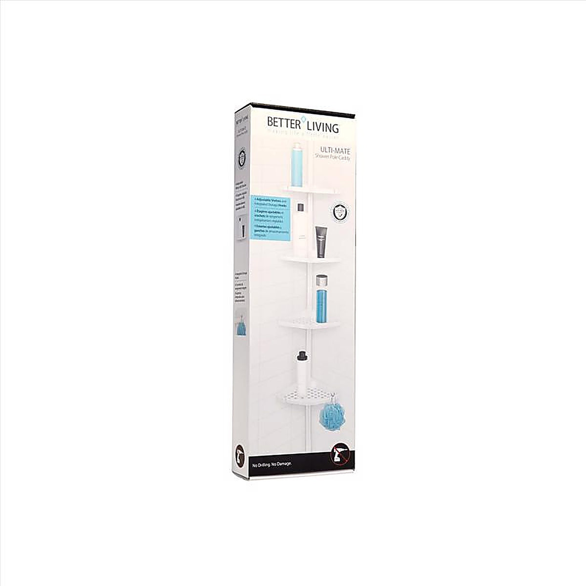 Better Living 70040 White Aluminum Shower Corner Shelf