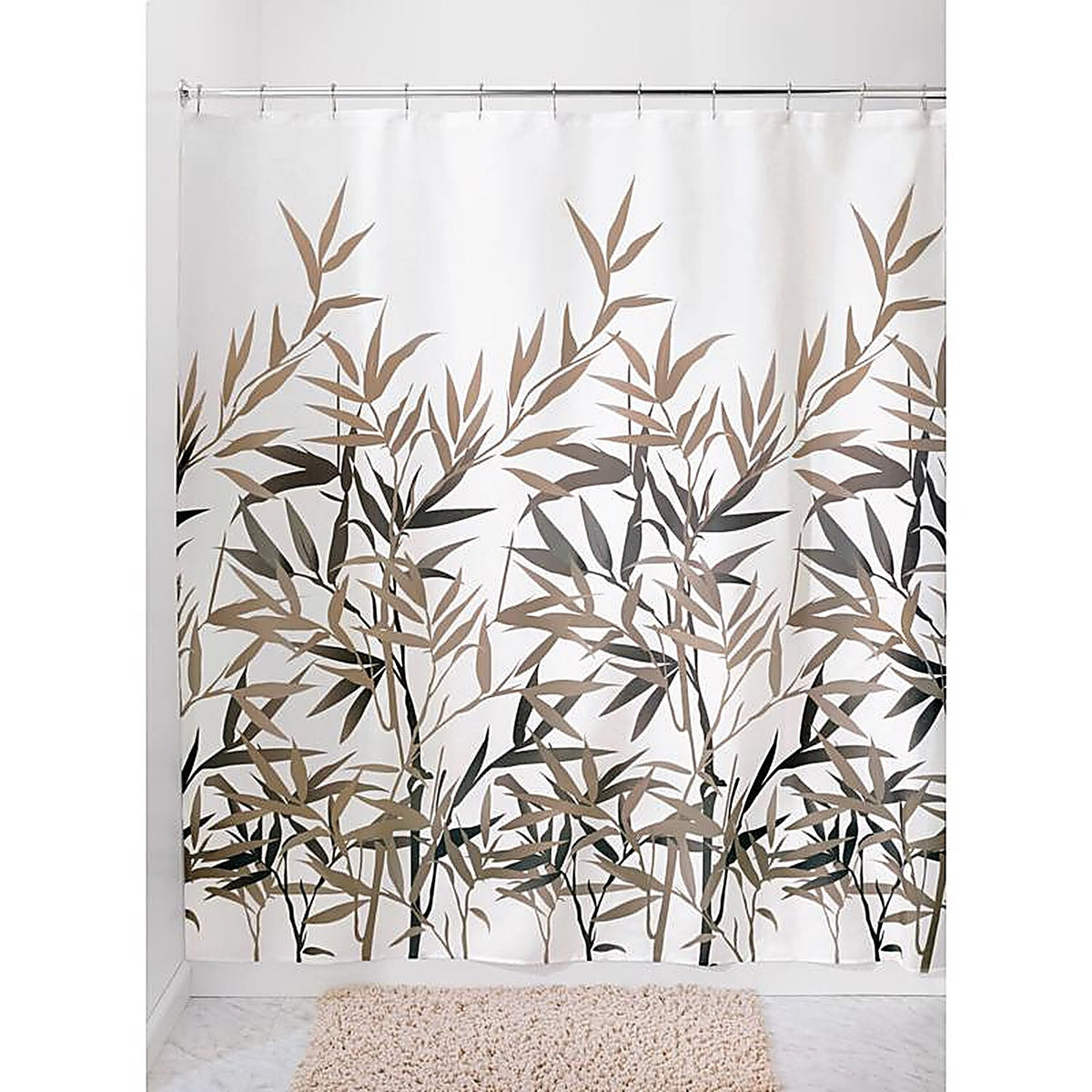 InterDesign 36522 Anzu 72 in. H X 72 in. W Black/Tan Natural Bamboo Shower Curtain Polyester