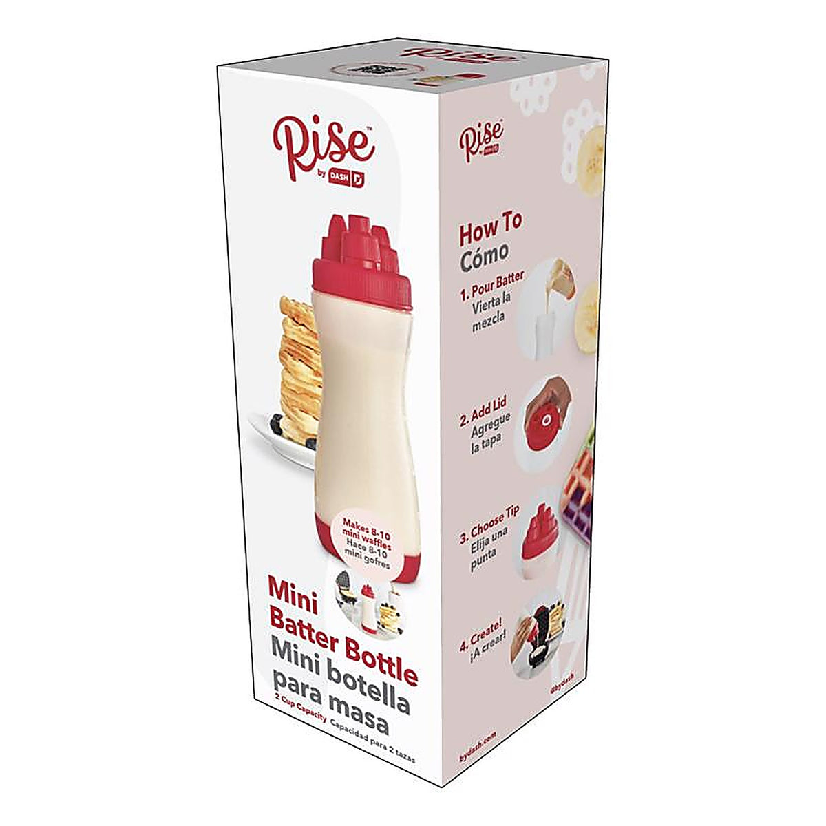 Rise by Dash RBB500GBRR16 Clear/Red ABS Plastic Batter Bottle 2 cups