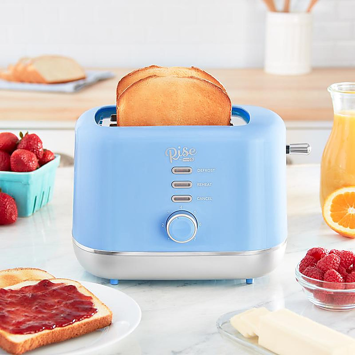 Rise by Dash RTT200GBSK06 Plastic Blue 2 slot Toaster 7.4 in. H X 7.2 in. W X 11.1 in. D