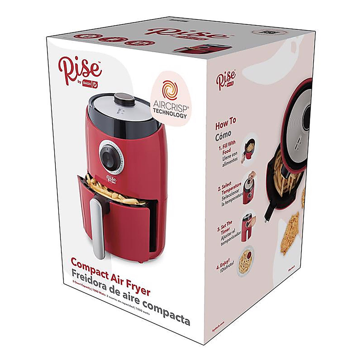 Rise by Dash RCAF160GBRR02 Red 2 qt. cap. Air Fryer