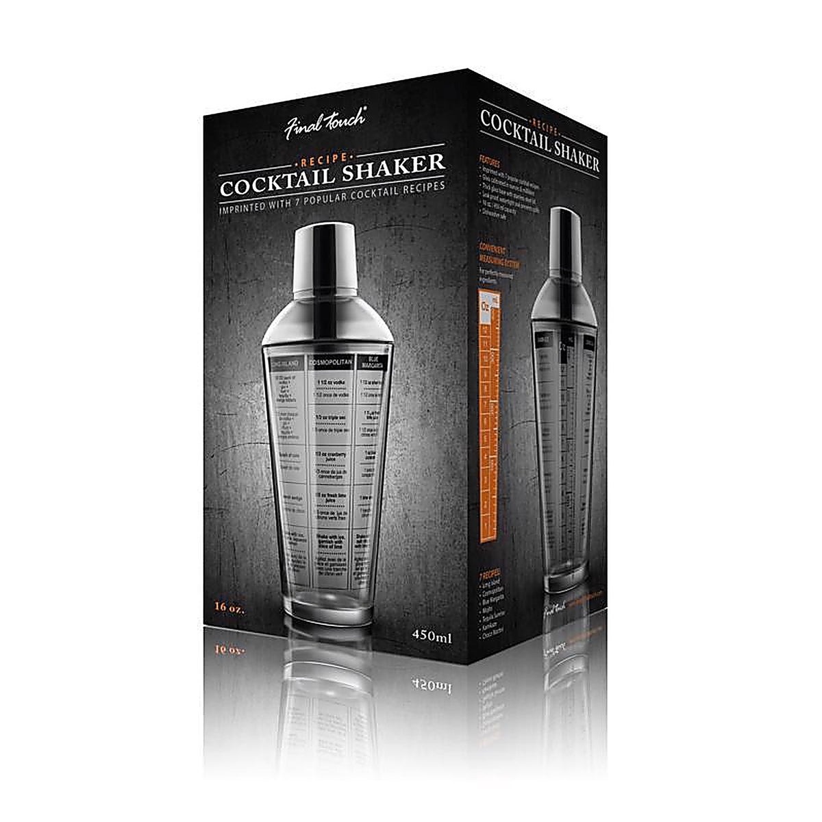 Final Touch FTA1831 16 oz Clear Glass/Stainless Steel Cocktail Shaker