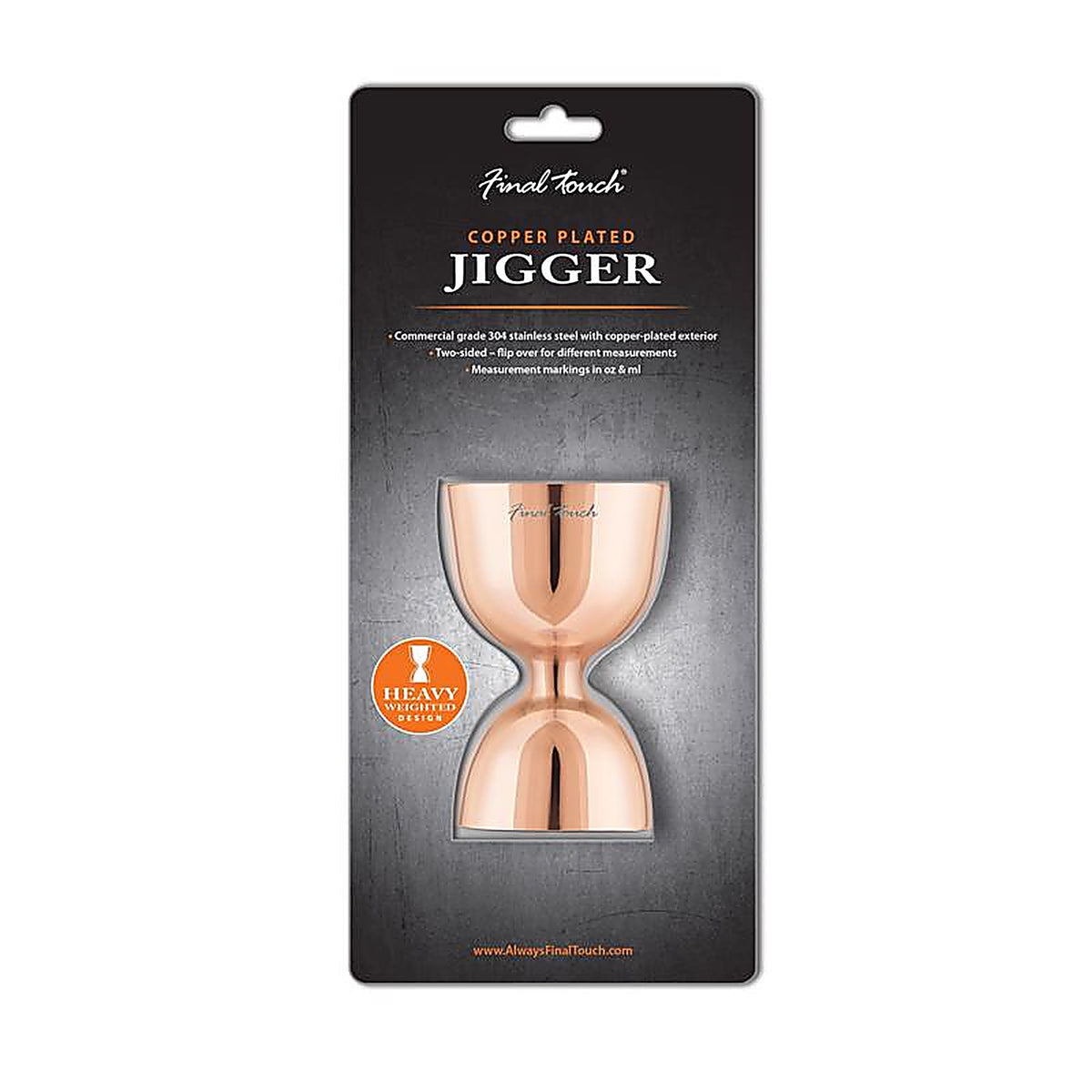 Final Touch FTA7034-17 Copper Stainless Steel Double Jigger