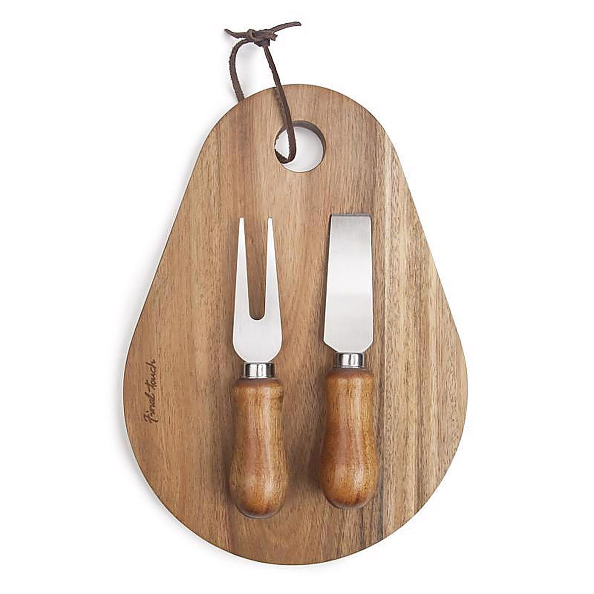 Final Touch FTA7081 7 in. L X 7.5 in. W X 1.6 in. Acacia Wood Cheese Board with Slicer