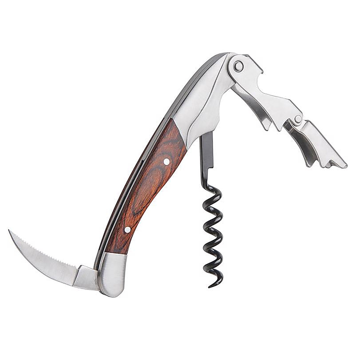 Final Touch FTA7112 Multicolored Stainless Steel/Wood Waiters Corkscrew
